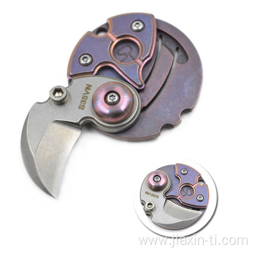 EDC TC4 titanium handle coin anodizing folding knife